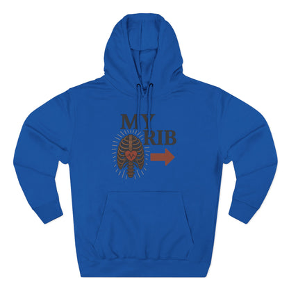 Heartfelt Rib Graphic Hoodie for Couples, Valentine's Day Gift, Matching Sweatshirt, Cozy Fleece, Romantic Style