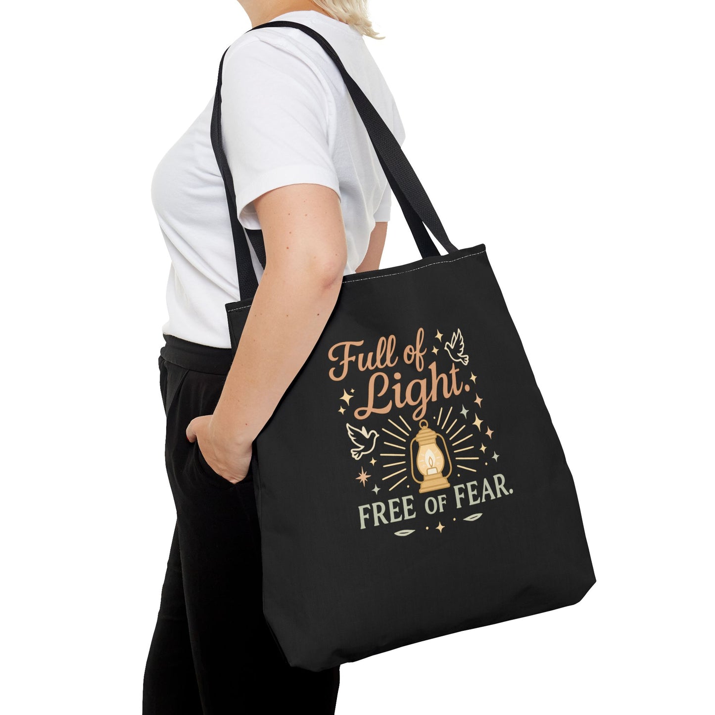 Full of Light Tote Bag, Inspirational Bag, Fearless Gift, Motivational Quote, Spiritual Tote, Everyday Accessory