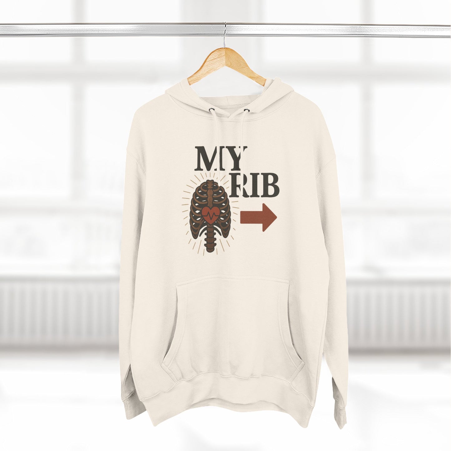 Heartfelt Rib Graphic Hoodie for Couples, Valentine's Day Gift, Matching Sweatshirt, Cozy Fleece, Romantic Style