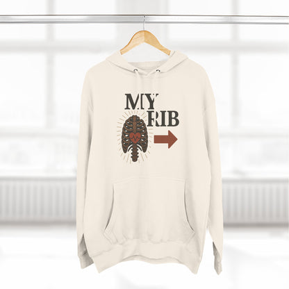 Heartfelt Rib Graphic Hoodie for Couples, Valentine's Day Gift, Matching Sweatshirt, Cozy Fleece, Romantic Style
