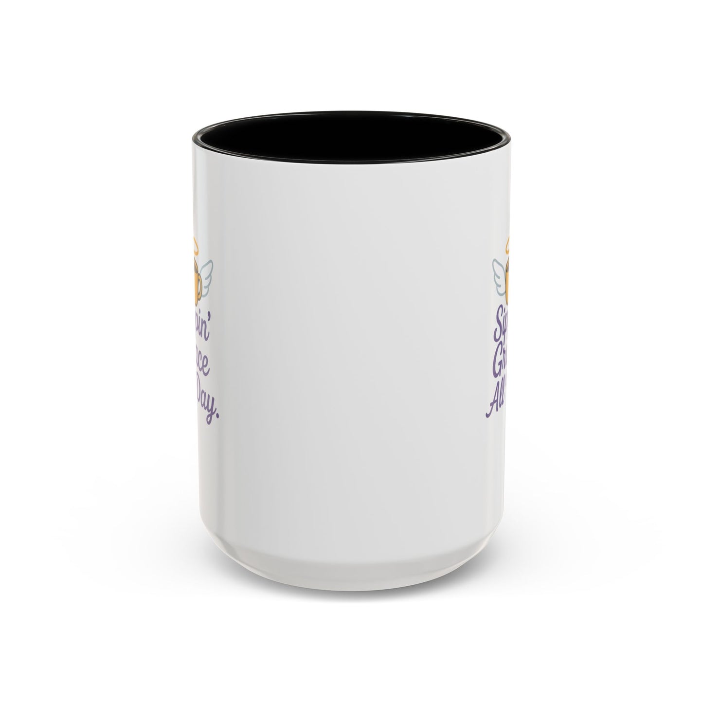 Sipping Grace Accent Coffee Mug | Stylish Gift for Coffee Lovers, Inspirational Mug, Office Décor, Unique Funny Coffee Cup