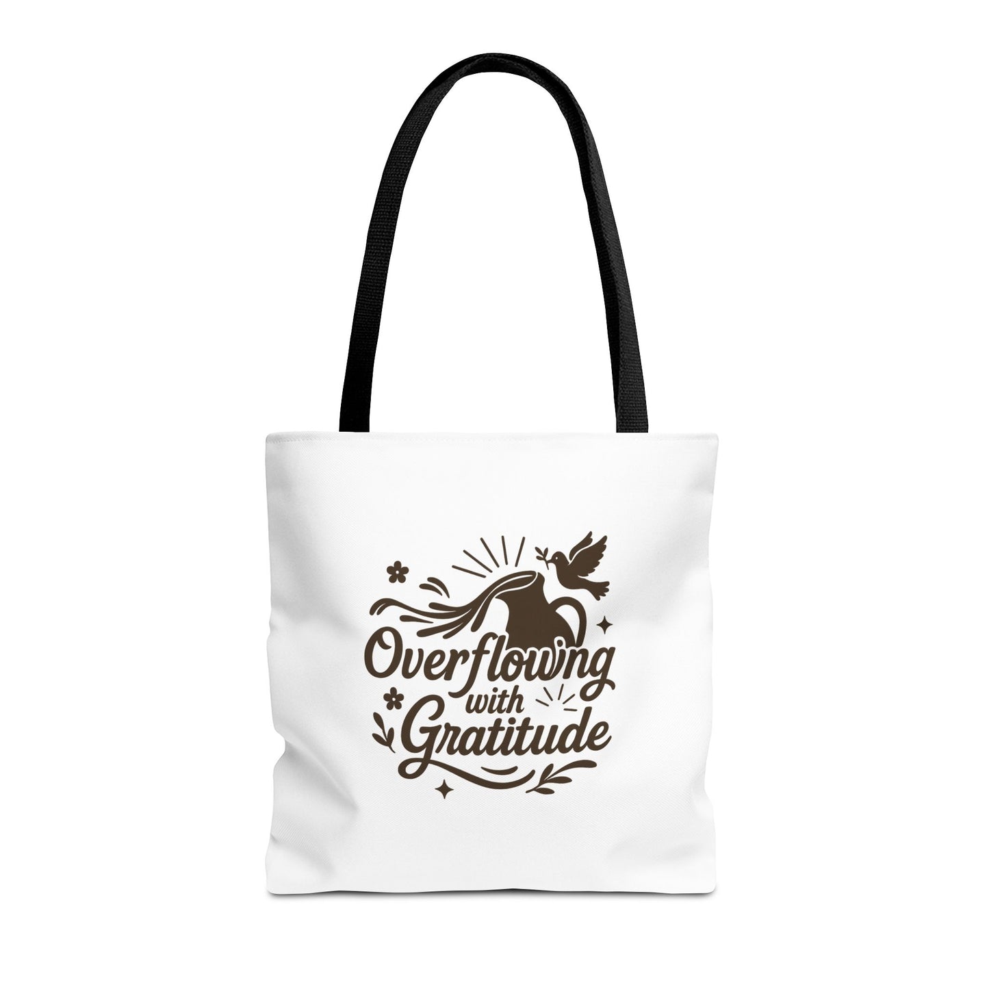 Overflowing with Gratitude Tote Bag - Eco-Friendly, Reusable Shopping Bag, Gift for Friends, Thank You Gift, Inspirational Design