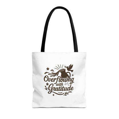 Overflowing with Gratitude Tote Bag - Eco-Friendly, Reusable Shopping Bag, Gift for Friends, Thank You Gift, Inspirational Design