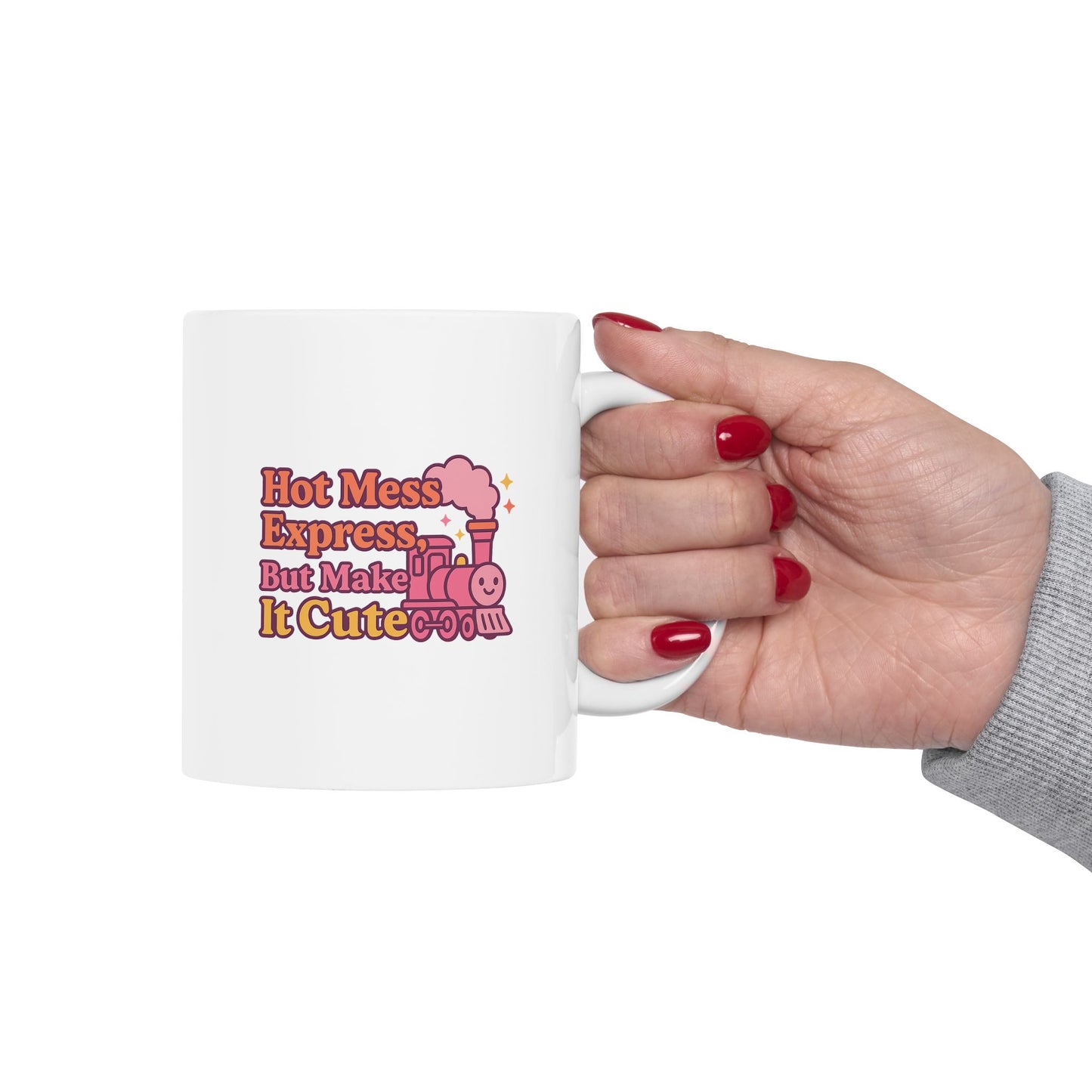 Hot Mess Express But Make It Cute Cute Ceramic Mug, Hot Beverage Lover Gift, Fun Coffee Cup, Personalized Drinkware, Cute Kitchen Decor, Gift for Her