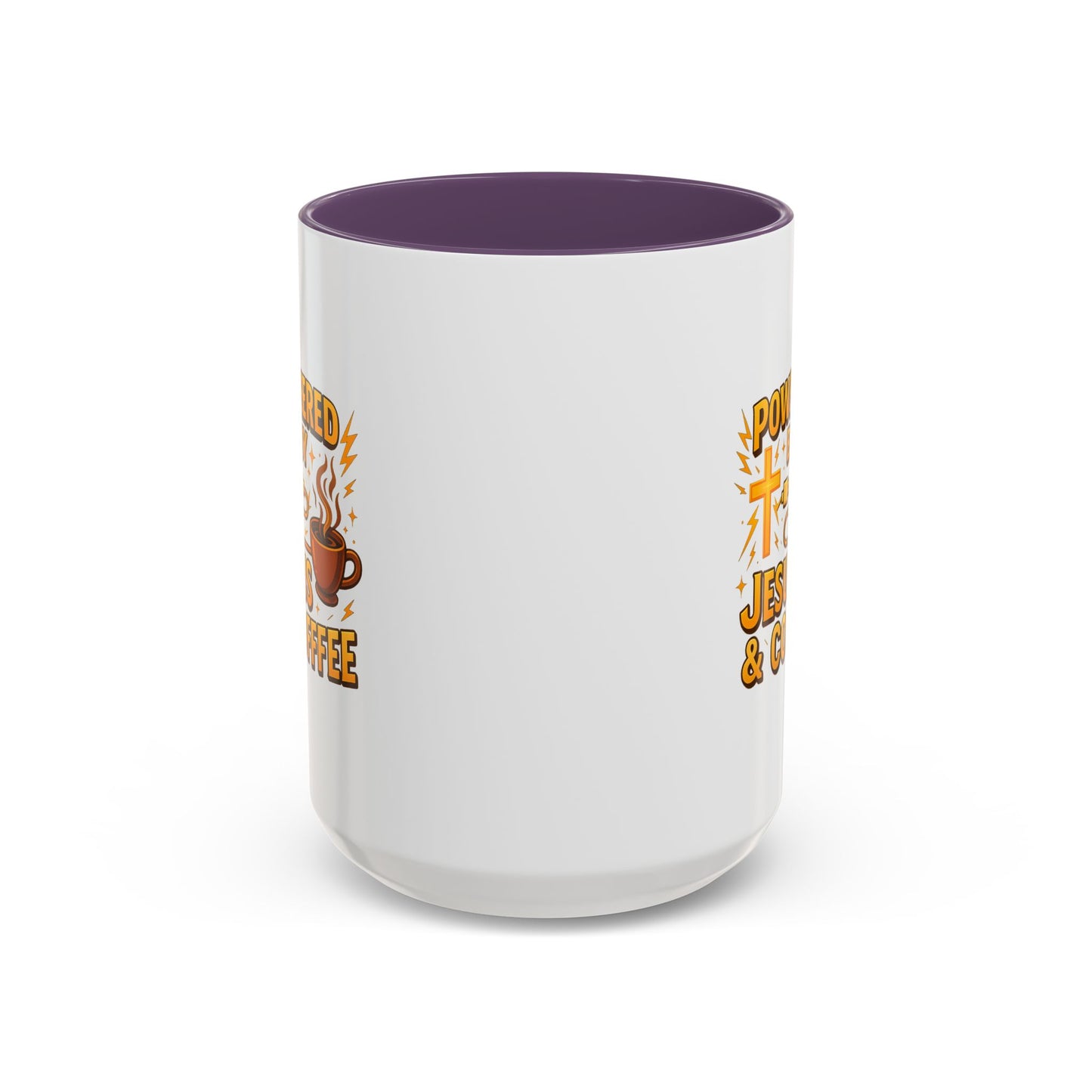 Coffee Lover's Accent Mug - Powered by Jesus & Coffee, Inspirational Drinkware, Christian Gift, Coffee Enthusiast, Religious Mug, [...]