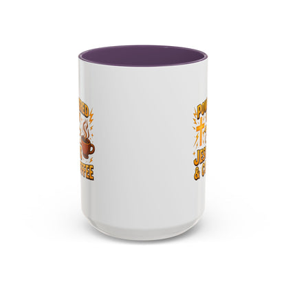 Coffee Lover's Accent Mug - Powered by Jesus & Coffee, Inspirational Drinkware, Christian Gift, Coffee Enthusiast, Religious Mug, [...]