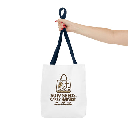 Inspirational Tote Bag - Sow Seeds Carry Harvest, Eco-Friendly Shopping Bag, Gardening Gift, Reusable Grocery Bag, Faith &amp; Nature