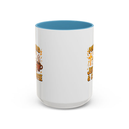 Coffee Lover's Accent Mug - Powered by Jesus & Coffee, Inspirational Drinkware, Christian Gift, Coffee Enthusiast, Religious Mug, [...]