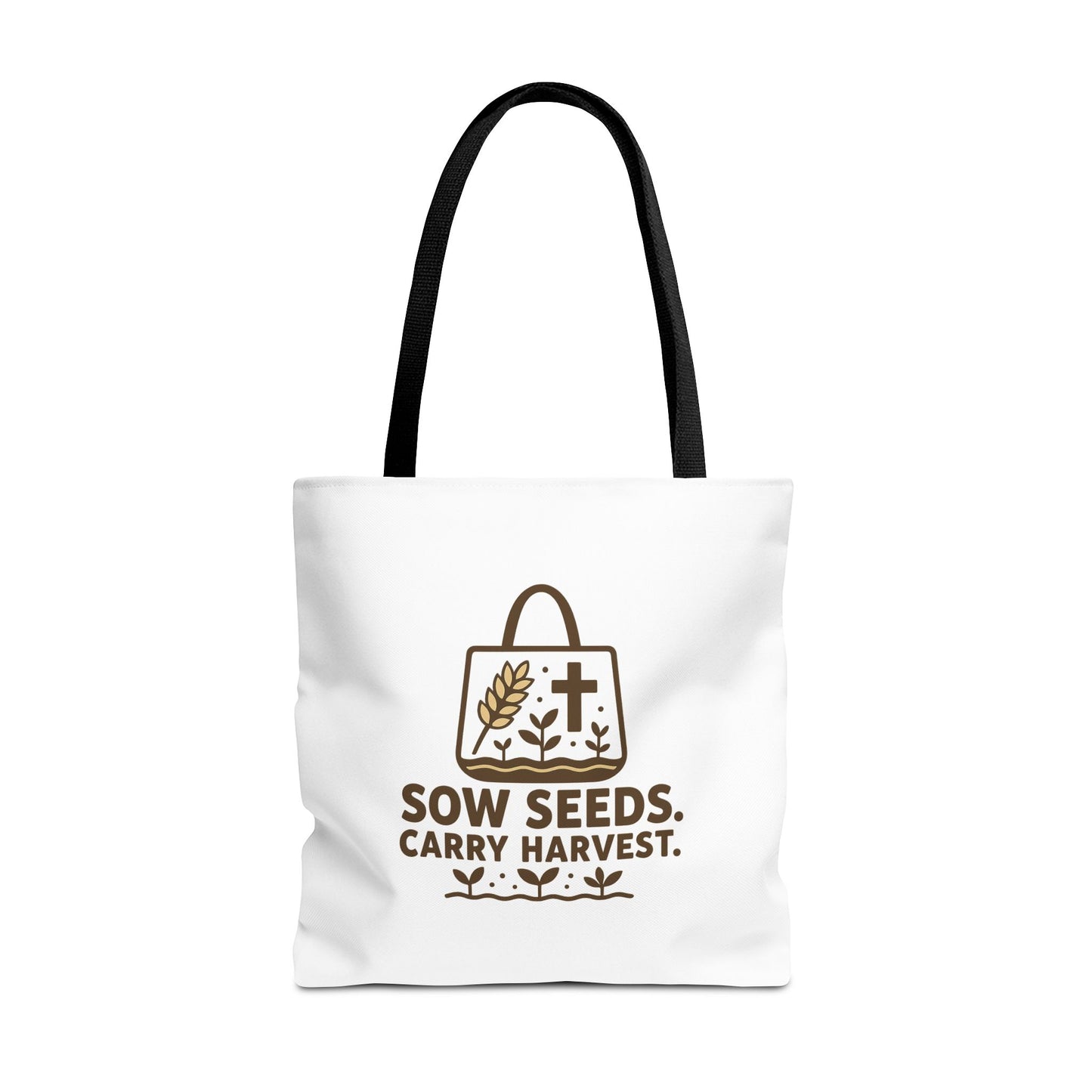 Inspirational Tote Bag - "Sow Seeds. Carry Harvest." - Eco-Friendly, Beach Bag, Gift for Gardeners, Reusable Shopping, Faith Journey