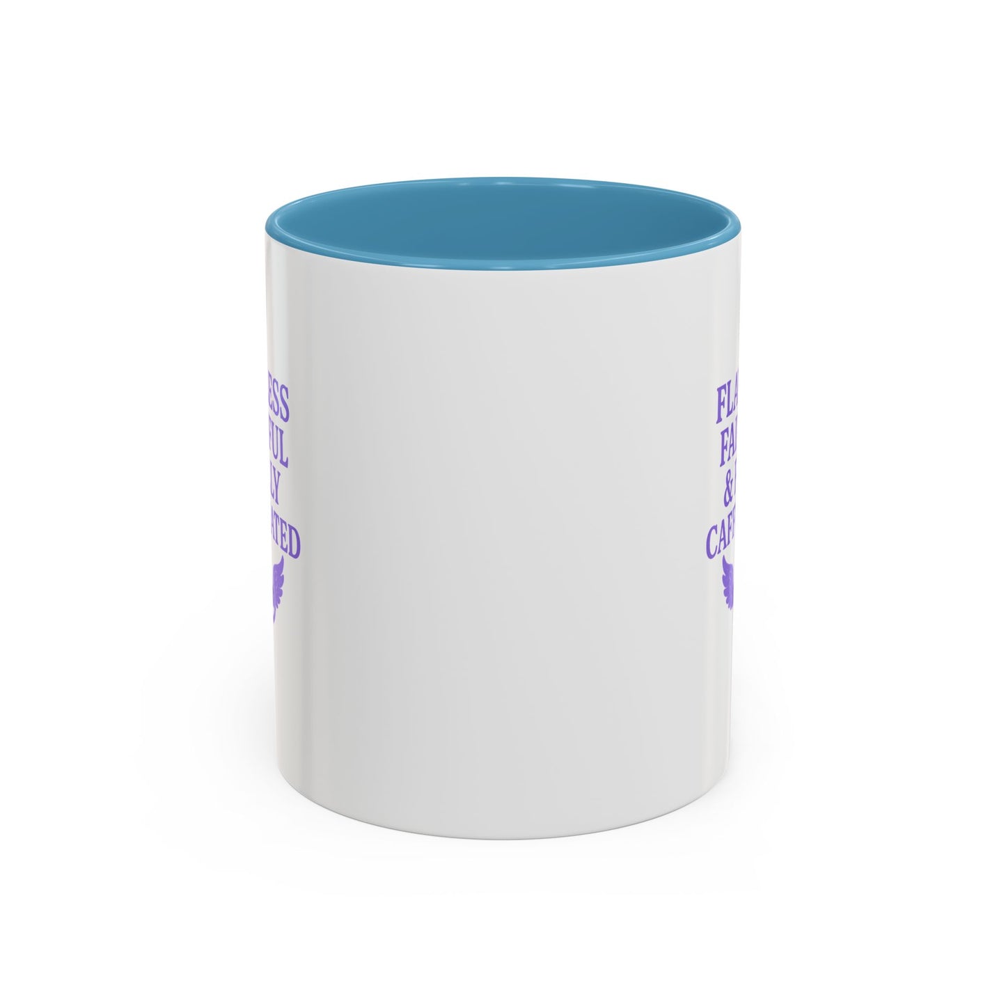 Flawless & Fully Caffeinated Accent Coffee Mug for Faithful Friends, Inspirational Gift, Morning Motivation Cup, Bible Lover's Mug