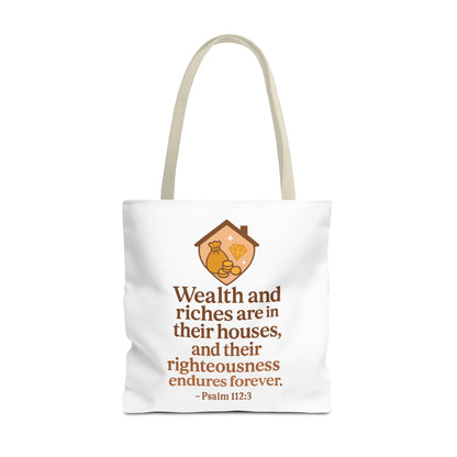 Inspirational Tote Bag with Psalm 112:3 Quote, Motivational Gift, Reusable Shopping Bag, Bible Verse Tote, Religious Accessory, [...]