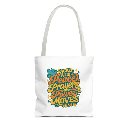 Peace Prayers Power Moves Tote Bag - Eco-Friendly Reusable Shopping Bag, Gift for Spiritual Friends, Motivational Gift, Stylish [...]
