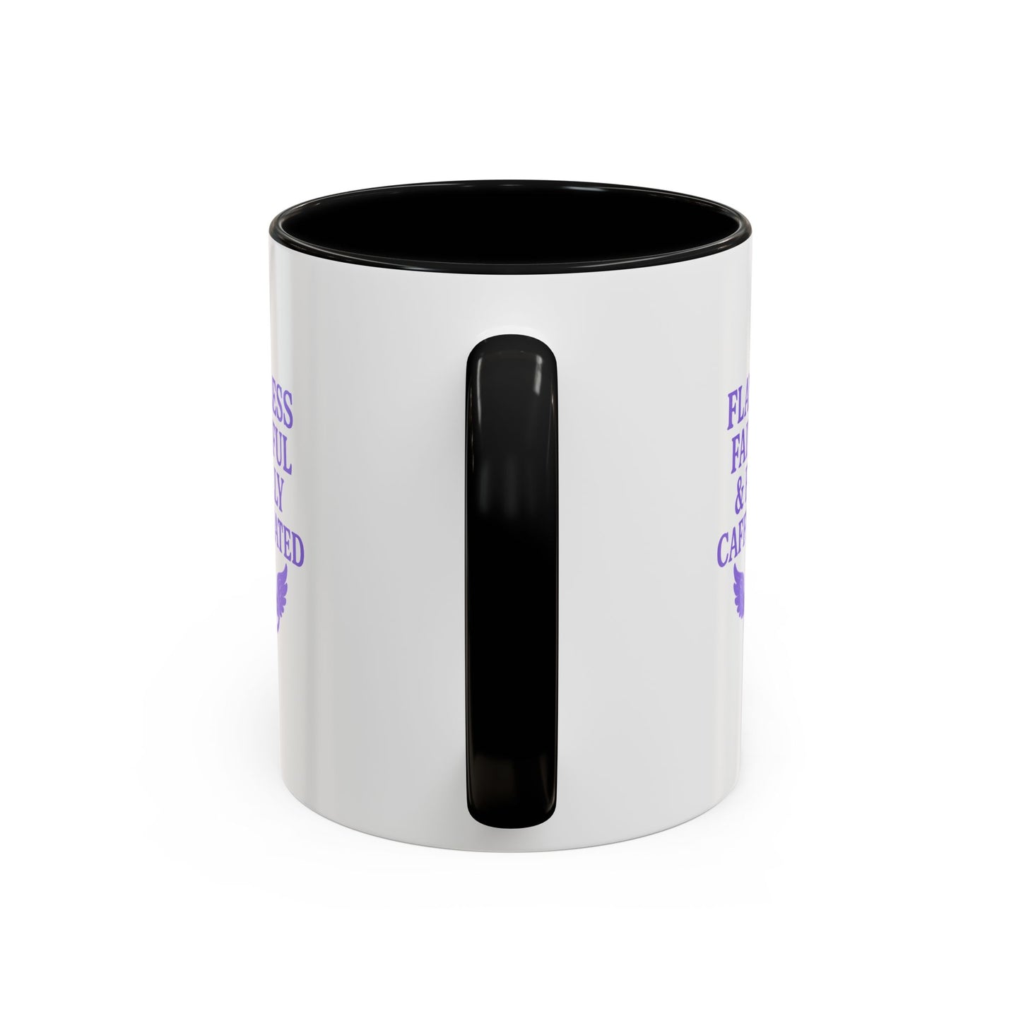 Flawless & Fully Caffeinated Accent Coffee Mug for Faithful Friends, Inspirational Gift, Morning Motivation Cup, Bible Lover's Mug