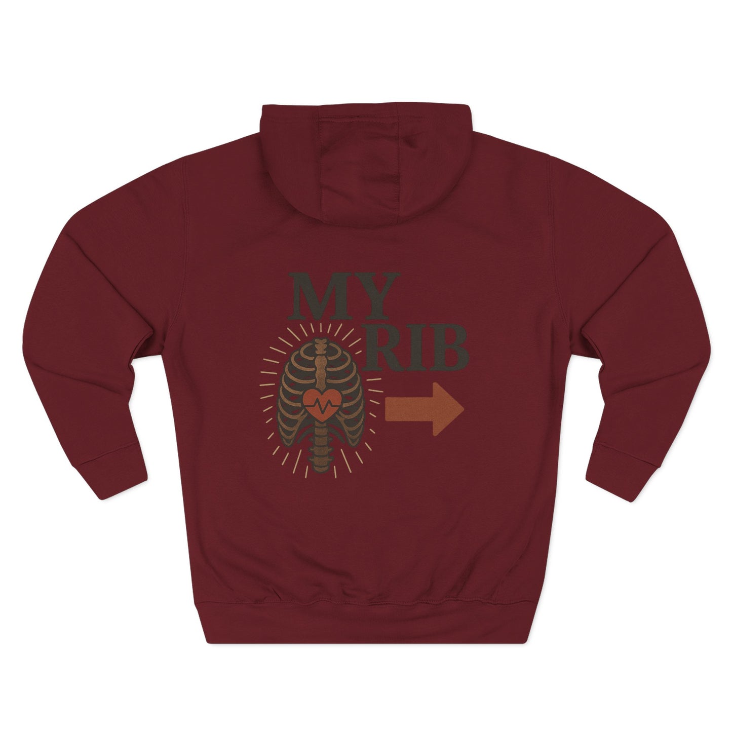 Heartfelt Rib Graphic Hoodie for Couples, Valentine's Day Gift, Matching Sweatshirt, Cozy Fleece, Romantic Style
