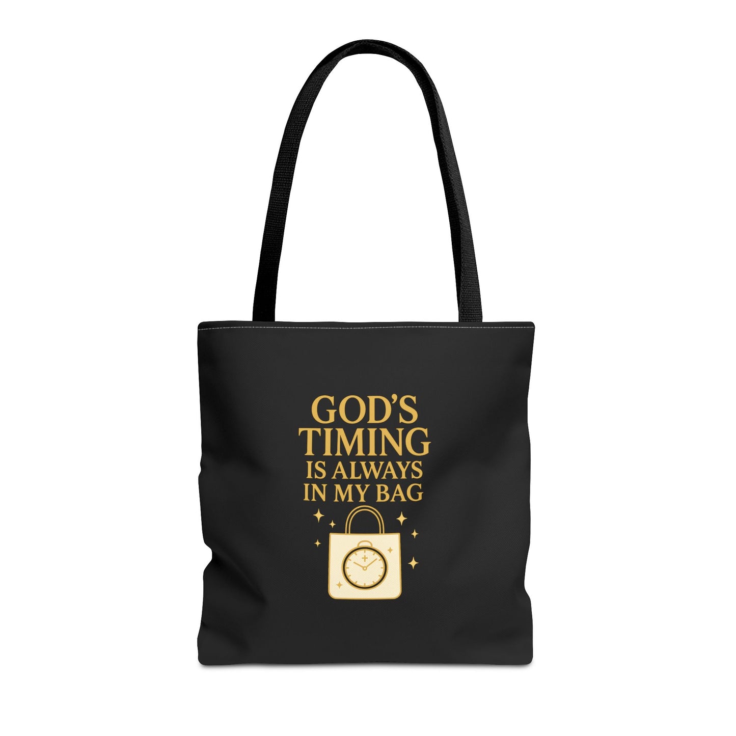 God's Timing Tote Bag | Motivational Bag for Everyday Use, Gift for Believers, Casual Tote for Work, School, and Travel