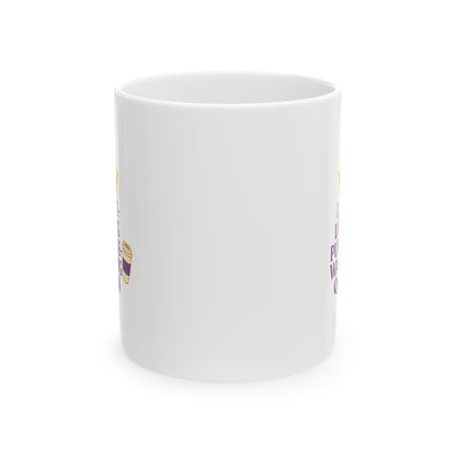 Latte Loving Purpose - Walking Queen - Funny Ceramic Mug, Coffee Lover Gift, Cute Mug for Tea, Unique Kitchen Decor, Humorous Beverage Cup, Office Coffee Mug