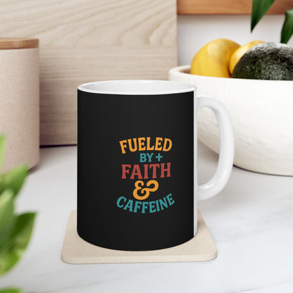 Fueled By Positive Faith &amp; Caffeine Inspirational Ceramic Mug - Motivational Coffee Cup for Gift, Home, Office, Birthdays, Holidays