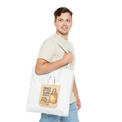 Chic Inspirational Tote Bag, Grace in My Stride Glow in My Bag, Motivational Gift, Daily Use, Eco-Friendly Shopping Bag, Trendy Handbag