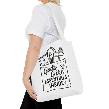 God's Girl Essentials Tote Bag | Motivational Bag for Women, Christian Gifts, Spiritual Tote, Everyday Purse, Faith-Inspired Accessory