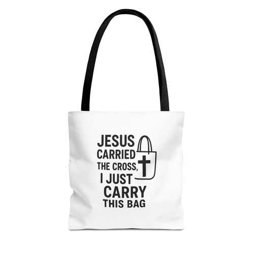 Christian Tote Bag - Jesus Carried the Cross, Everyday Use, Gift for Believers, Church Events, Eco-Friendly Shopping Bag