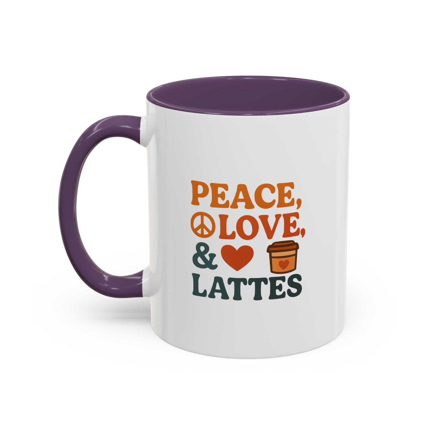 Peace, Love & Lattes Coffee Mug | Accent Mug for Coffee Lovers | Gift for Baristas, Friends, Home Decor, Kitchen Essentials