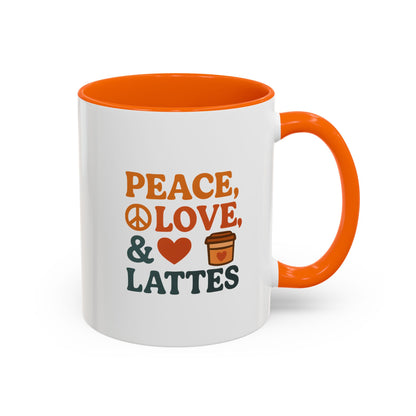 Peace, Love & Lattes Coffee Mug | Accent Mug for Coffee Lovers | Gift for Baristas, Friends, Home Decor, Kitchen Essentials