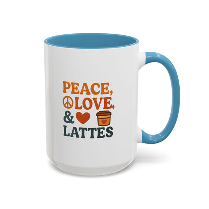 Peace, Love & Lattes Coffee Mug | Accent Mug for Coffee Lovers | Gift for Baristas, Friends, Home Decor, Kitchen Essentials