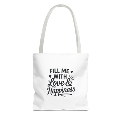 Love & Happiness Tote Bag | Reusable Shopping Bag, Gift Bag, Eco-Friendly Tote, Beach Bag, Cute Tote for All Occasions