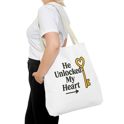Heart Unlocking Quote Tote Bag, Valentine's Gift, Love Theme, Stylish Shoulder Bag, Perfect for Everyday Use, Cute Fashion Accessory