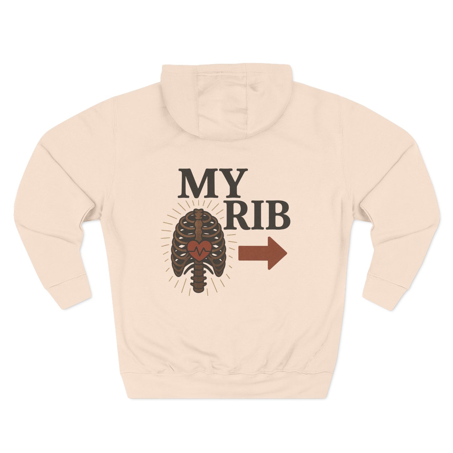Heartfelt Rib Graphic Hoodie for Couples, Valentine's Day Gift, Matching Sweatshirt, Cozy Fleece, Romantic Style