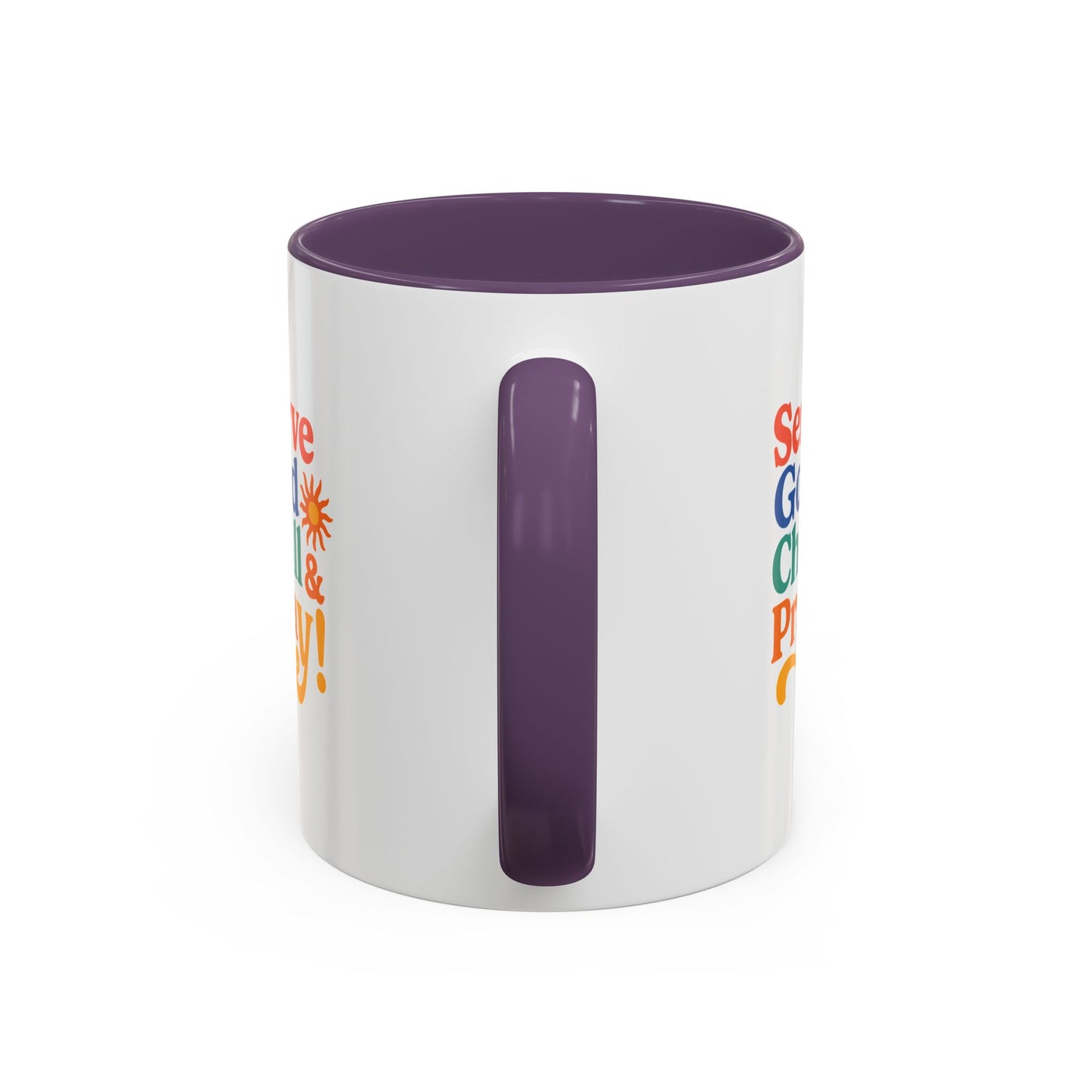 Colorful Inspirational Coffee Mug - Serve God Chill & Pray - Perfect for Gift, Relaxation, Daily Use, Coffee Lovers, Ceremonies