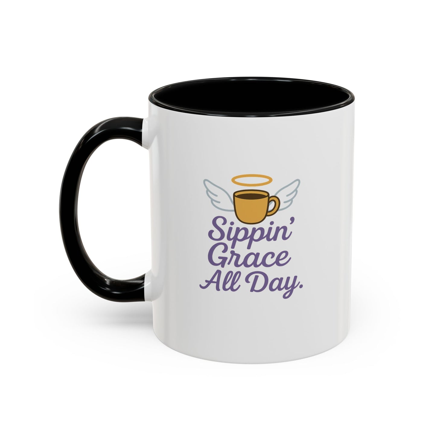 Sippin' Grace All Day Coffee Mug, Cute Coffee Cup, Inspirational Mug, Gift for Coffee Lovers, Perfect for Any Occasion