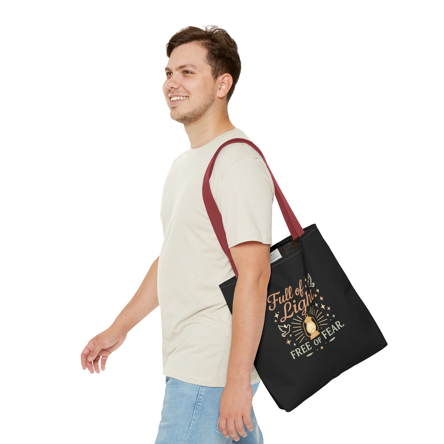 Full of Light Tote Bag | Inspirational Eco-Friendly Bag, Gift for Yoga Lovers, Spiritual Tote, Mindfulness, Fearless Accessory