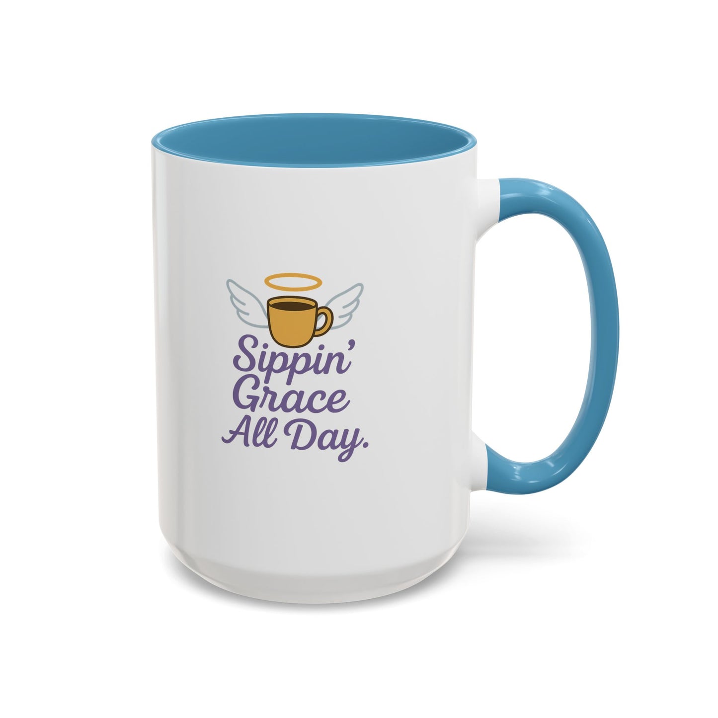 Sipping Grace Accent Coffee Mug | Stylish Gift for Coffee Lovers, Inspirational Mug, Office Décor, Unique Funny Coffee Cup