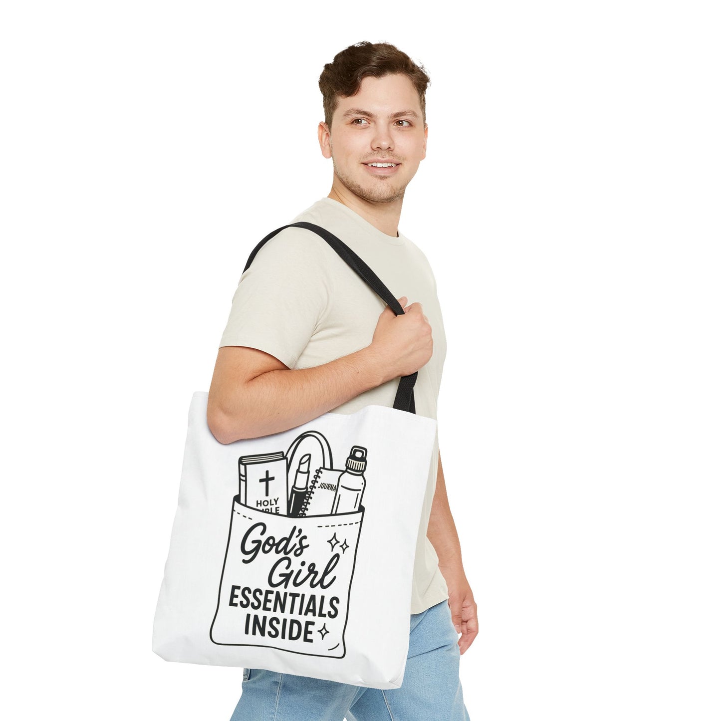 God's Girl Essentials Tote Bag | Motivational Bag for Women, Christian Gifts, Spiritual Tote, Everyday Purse, Faith-Inspired Accessory