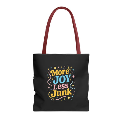 Joyful Tote Bag - More Joy Less Junk, Gift for Friends, Eco-Friendly Shopping Bag, Everyday Use, Inspirational Tote