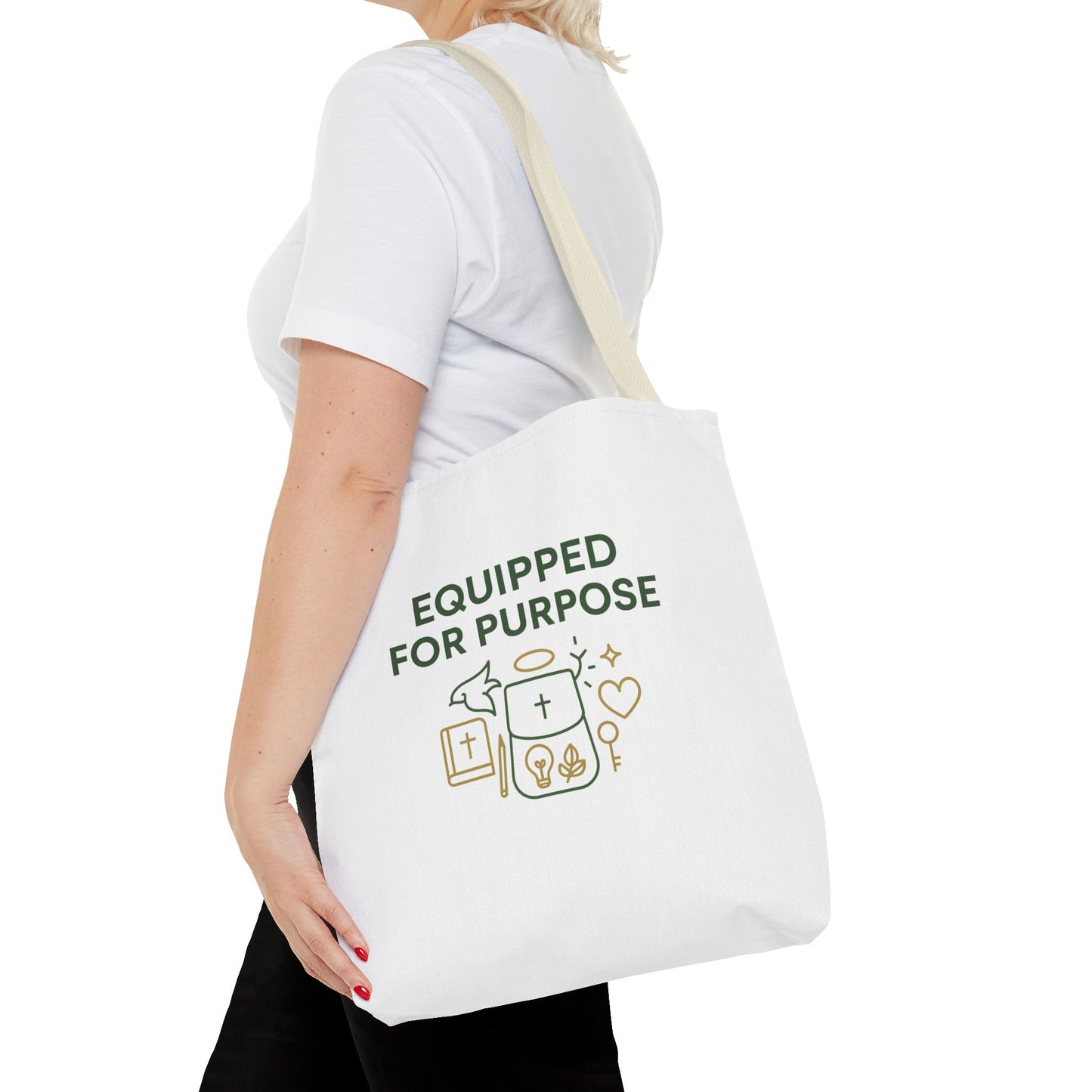 Inspirational Tote Bag - Equipped for Purpose, Motivational Gift, Everyday Carry, Christian Tote, Eco-Friendly Bag