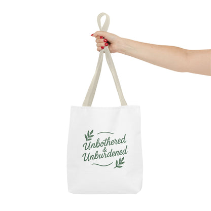 Unbothered & Unburdened Tote Bag, Everyday Tote, Eco-Friendly Bag, Gift for Her, Stylish Shopping Bag, Motivational Tote