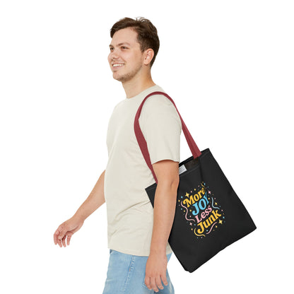 Joyful Tote Bag - More Joy Less Junk, Gift for Friends, Eco-Friendly Shopping Bag, Everyday Use, Inspirational Tote