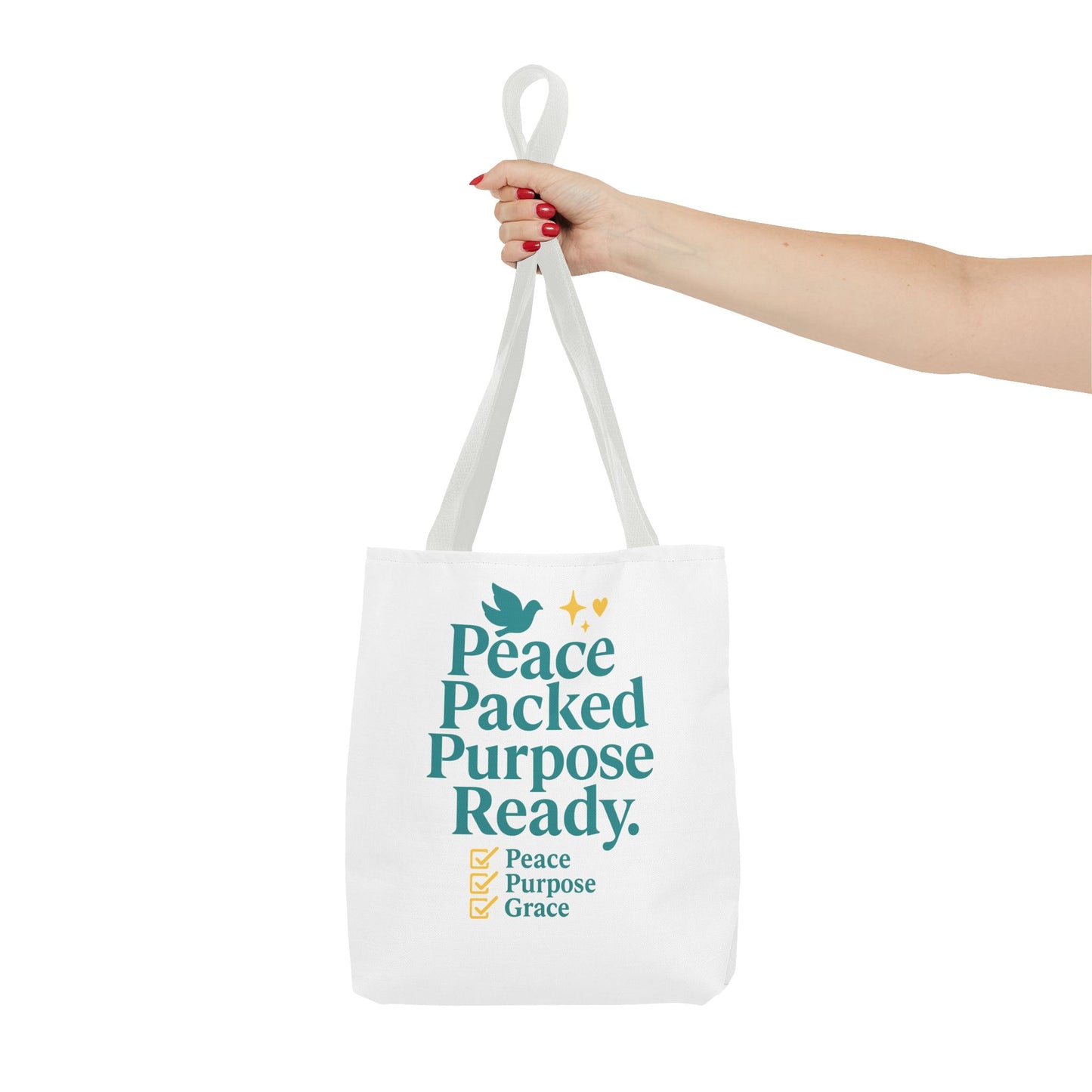 Motivational Tote Bag - Peace Packed Purpose Ready, Inspirational Eco-Friendly Bag, Gift for Friends, Stylish Everyday Use, Shopping, Gym