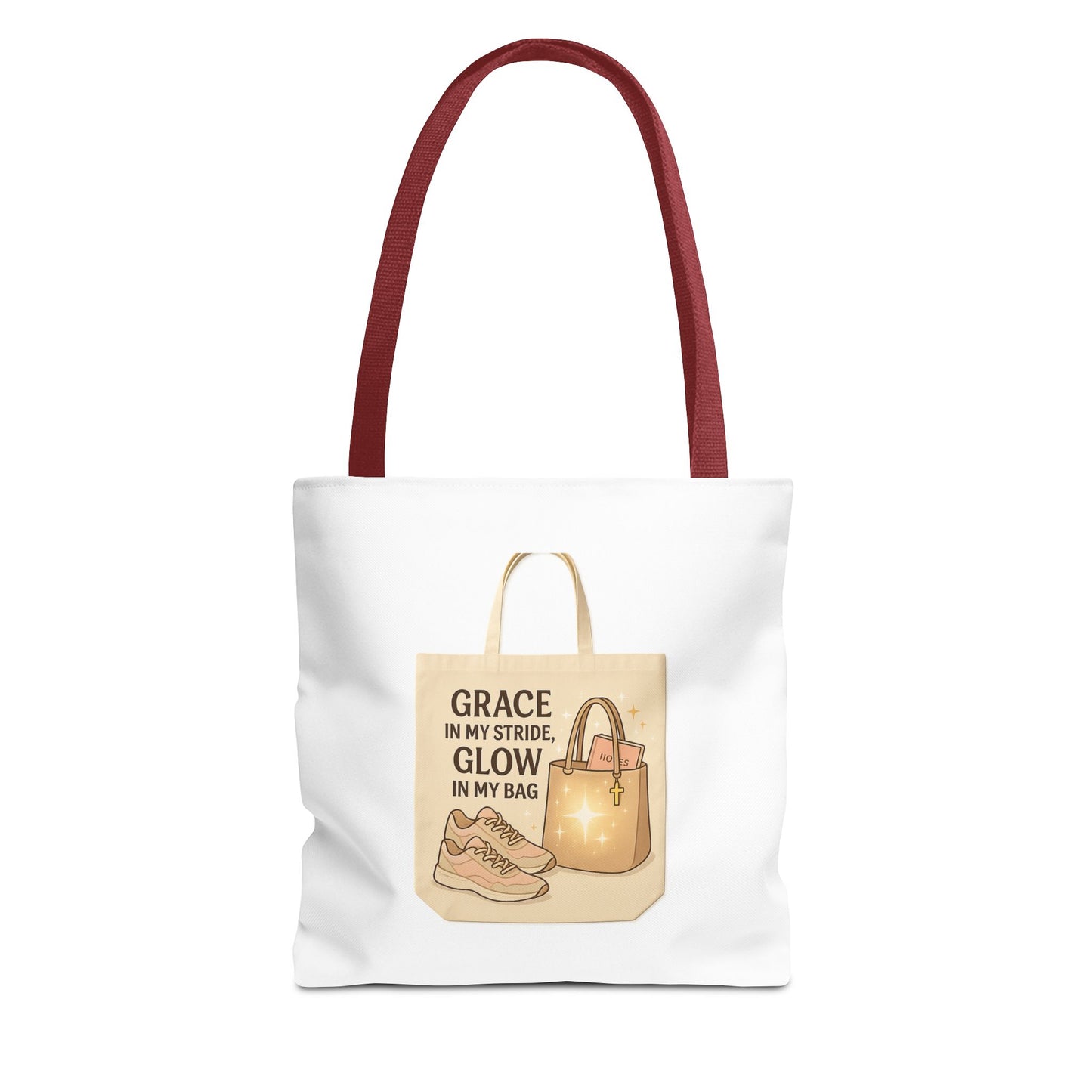 Chic Inspirational Tote Bag, Grace in My Stride Glow in My Bag, Motivational Gift, Daily Use, Eco-Friendly Shopping Bag, Trendy Handbag