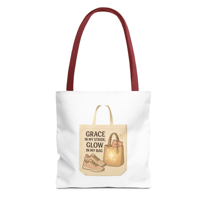 Chic Inspirational Tote Bag, Grace in My Stride Glow in My Bag, Motivational Gift, Daily Use, Eco-Friendly Shopping Bag, Trendy Handbag