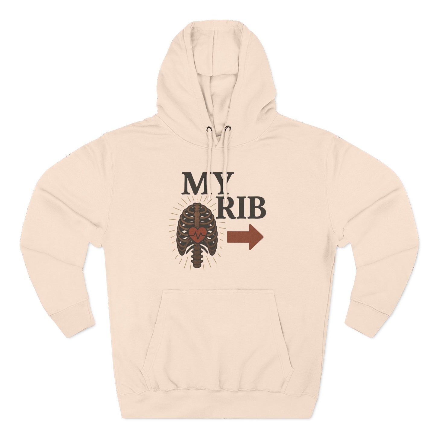 Heartfelt Rib Graphic Hoodie for Couples, Valentine's Day Gift, Matching Sweatshirt, Cozy Fleece, Romantic Style