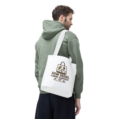 Inspirational Tote Bag - Sow Seeds Carry Harvest, Eco-Friendly Shopping Bag, Gardening Gift, Reusable Grocery Bag, Faith &amp; Nature