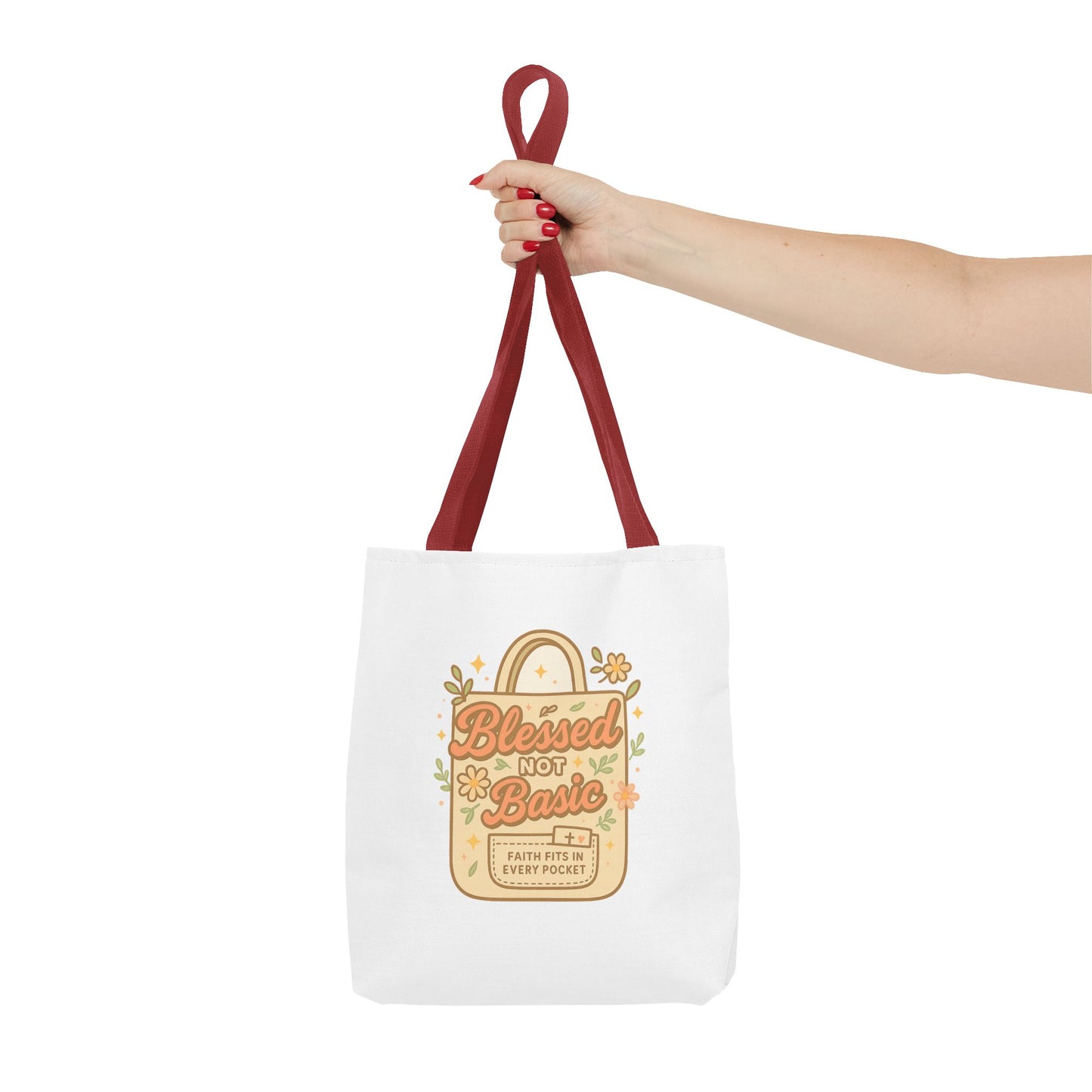 Blessed Not Basic Tote Bag, Trendy Eco-Friendly Canvas