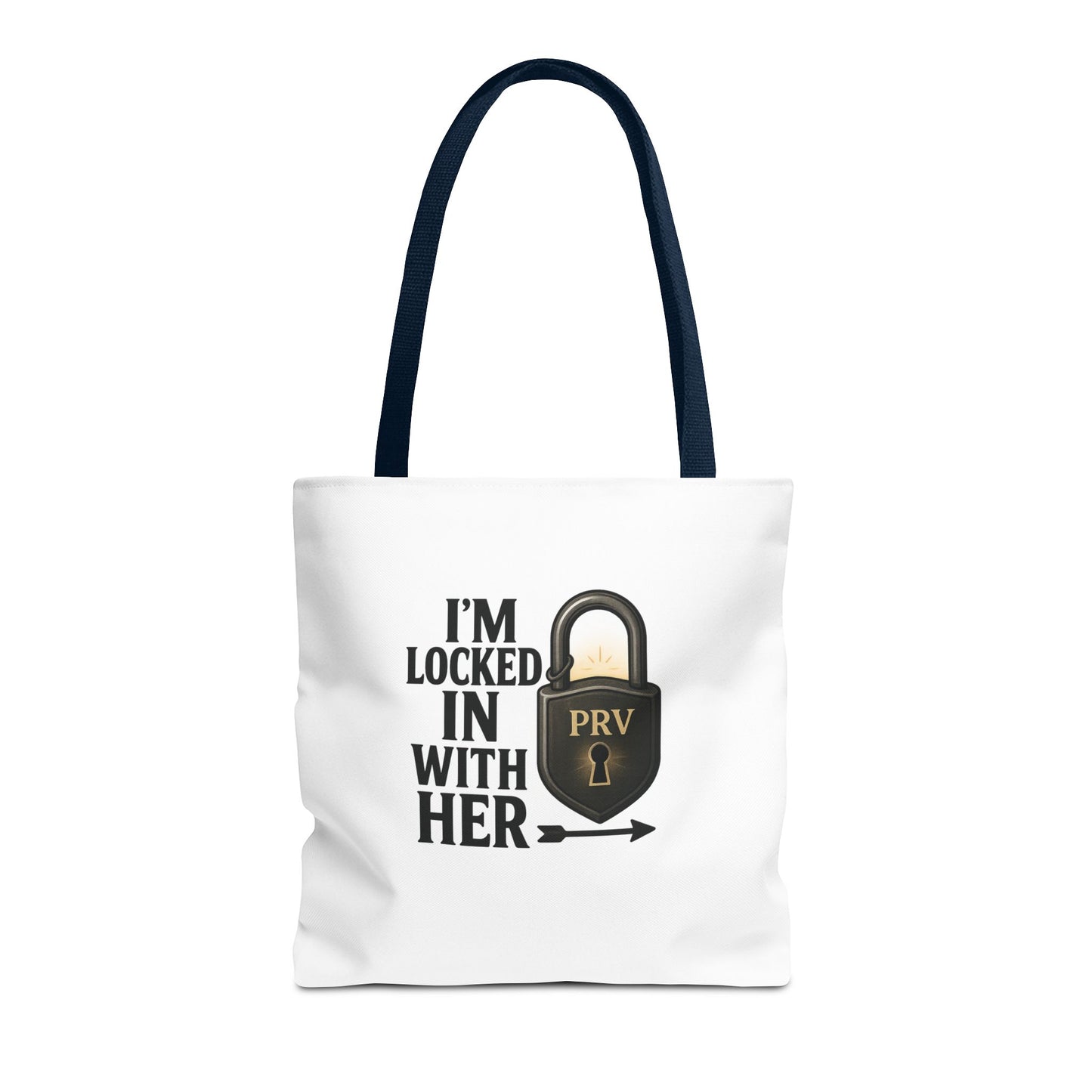 Locked In With Her Tote Bag, Funny Gift for Couples, Personalized Shopping Tote, Everyday Carryall, Unique Friendship Present