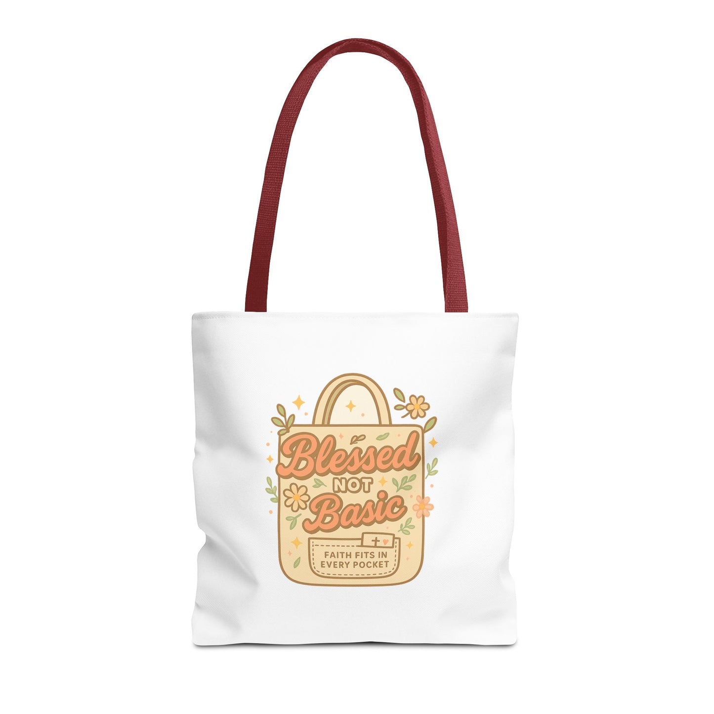 Blessed Not Basic Tote Bag, Trendy Eco-Friendly Canvas