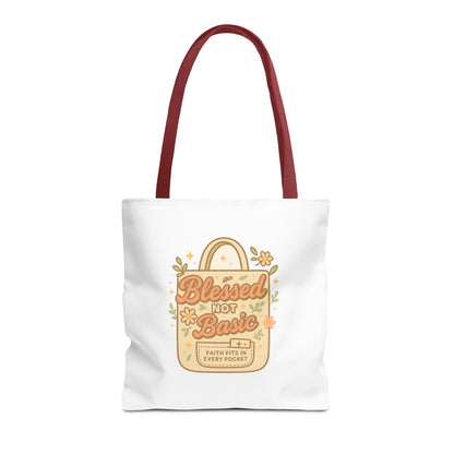 Blessed Not Basic Tote Bag, Trendy Eco-Friendly Canvas