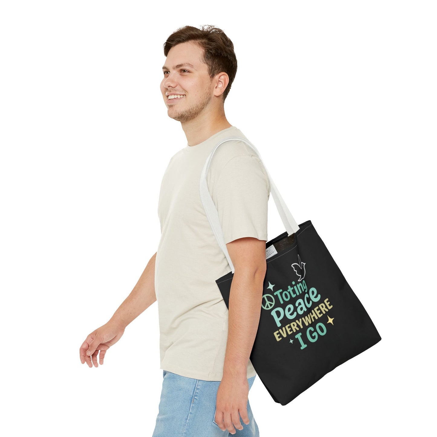Peace-Themed Tote Bag Empower Your Journey, Eco-Friendly, Shopping, Beach, Gifts, Everyday Use