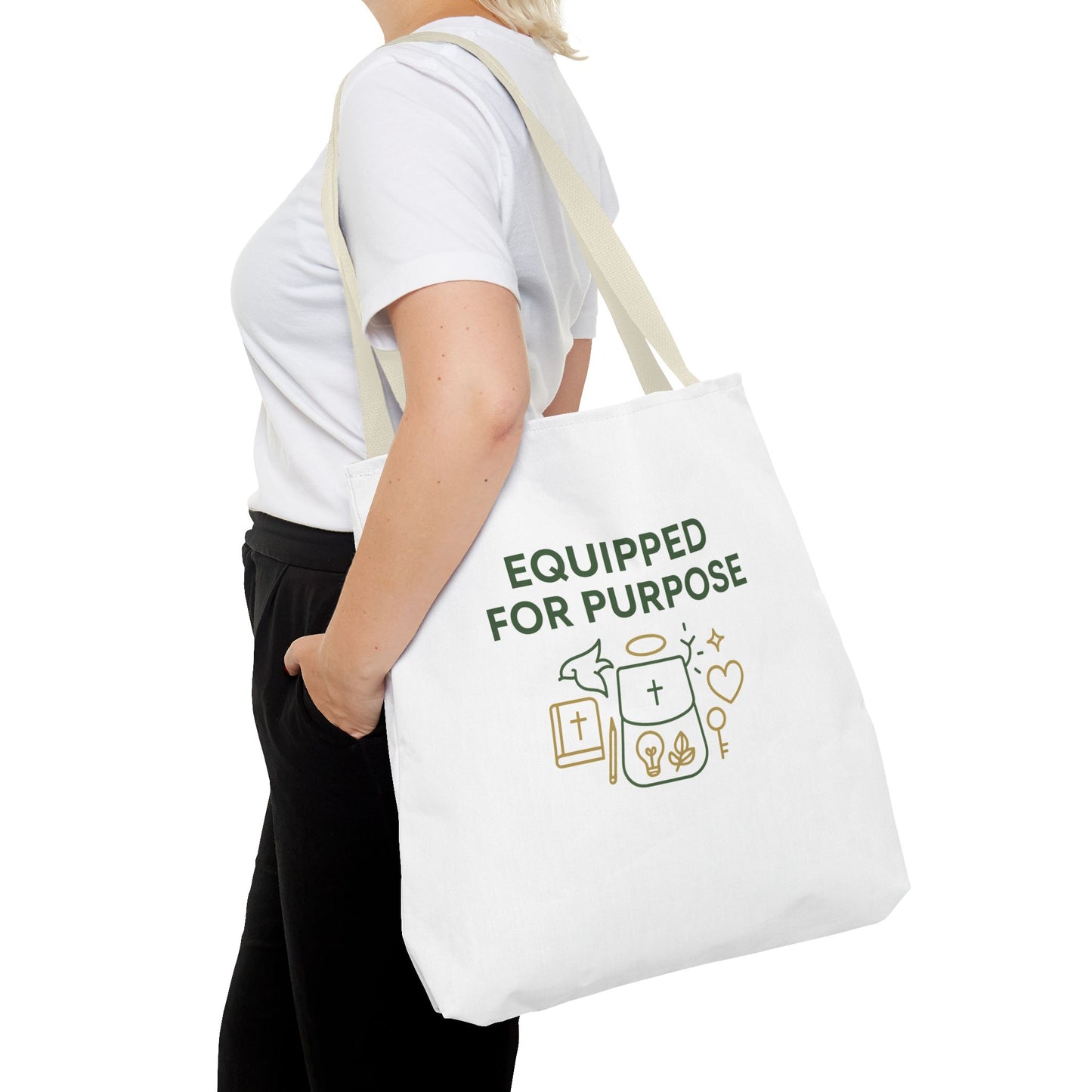 Inspirational Tote Bag - Equipped for Purpose, Motivational Gift, Everyday Carry, Christian Tote, Eco-Friendly Bag